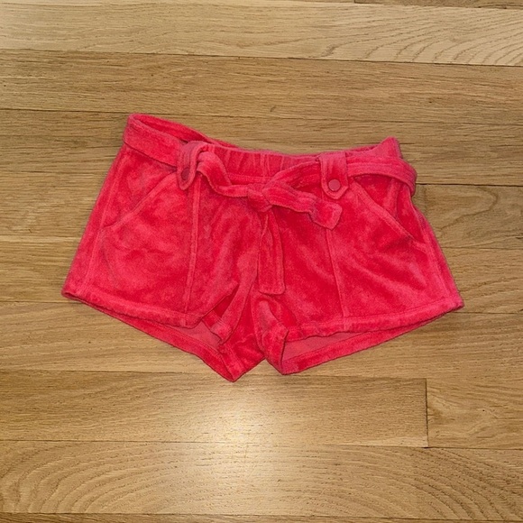 Juicy Couture Other - Juicy Couture Pink Velour Shorts with Elastic Waistband